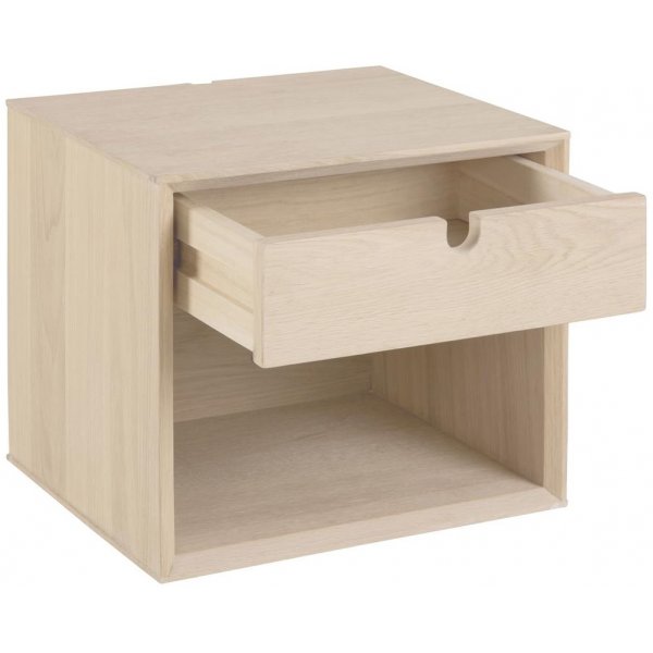 Table de chevet murale Century avec tiroir en chêne pigmenté blanc Table de chevet murale Century avec tiroir en chêne pigmenté blanc