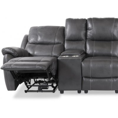 Enjoy Hollywood reclinersoffa - 4-sits (el) i grtt konstskinn (modell H)
