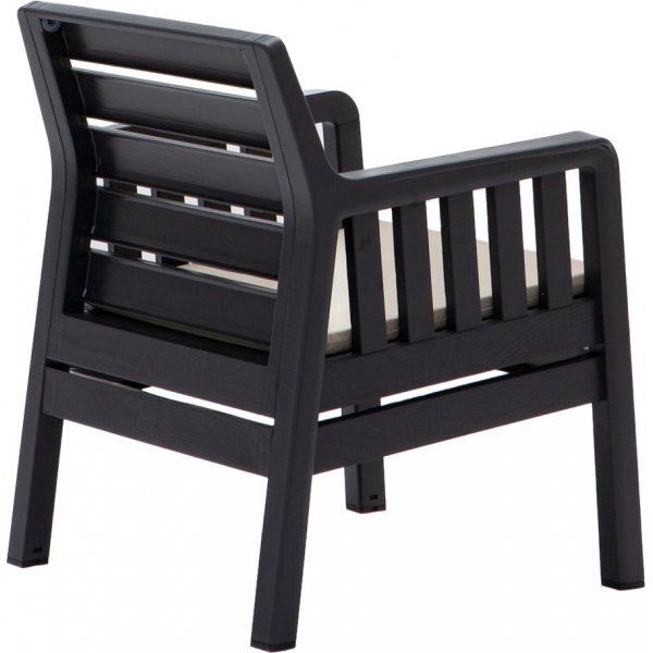 Groupe salon Lara avec canapé 2 places, 2 fauteuils et table - Anthracite Groupe salon Lara avec canapé 2 places, 2 fauteuils et table - Anthracite