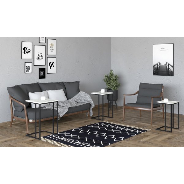Table assise Stoli 32/36/40 x 32/36/40 cm - Noir/gris