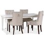 Paris matgrupp vitt bord med 4 st Tuva New Port stolar i beige tyg med rygghandtag