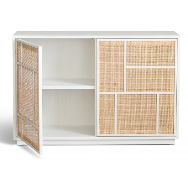 Buffet Stockholm 120 cm de large blanc avec rotin