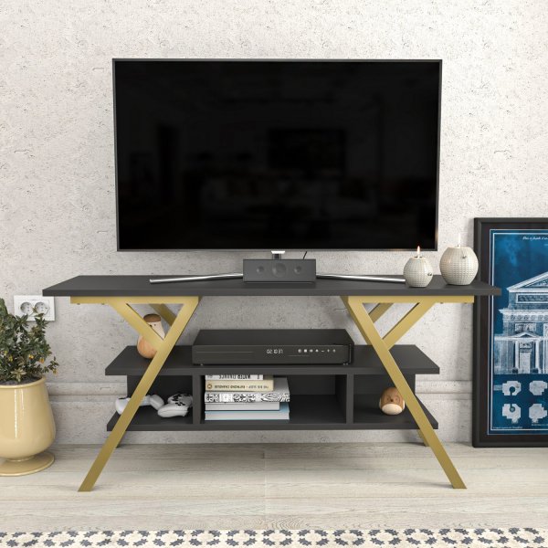 Minerva TV-bänk - Guld/antracit Minerva TV-bänk - Guld/antracit