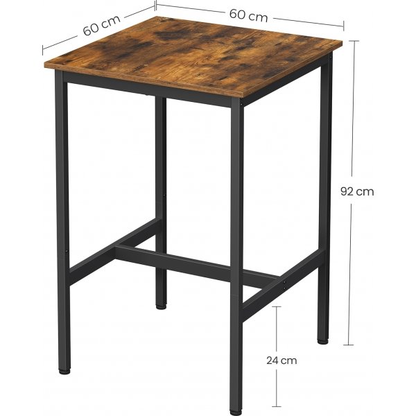 Table de bar Gunnar 60 x 60 cm - Marron/noir