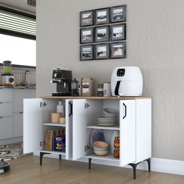 Buffet Jericho 162 - Blanc/noyer Buffet Jericho 162 - Blanc/noyer