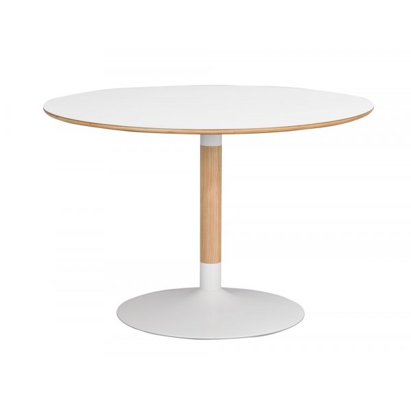 Bailey matbord runt - Vit-laminat/ek trumpetfot