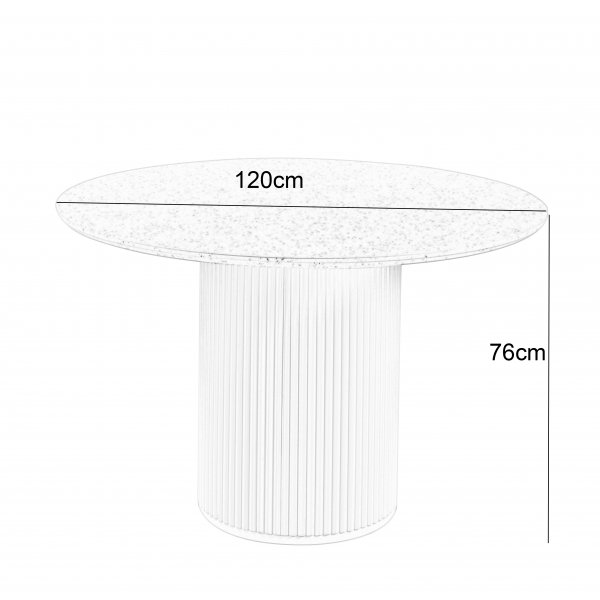 Matgrupp Sandö matbord Ø120cm i vit terazzo med 4st Plaza matstol i beige sammet Matgrupp Sandö matbord Ø120cm i vit terazzo med 4st Plaza matstol i beige sammet