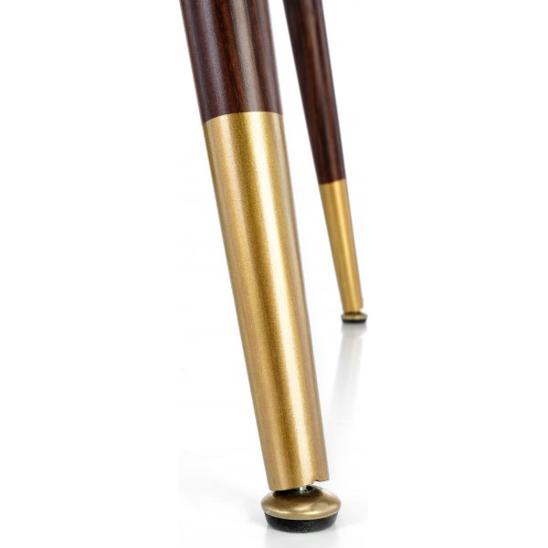 Table à manger en noyer de 110 cm de diamètre avec détails dorés Table à manger en noyer de 110 cm de diamètre avec détails dorés