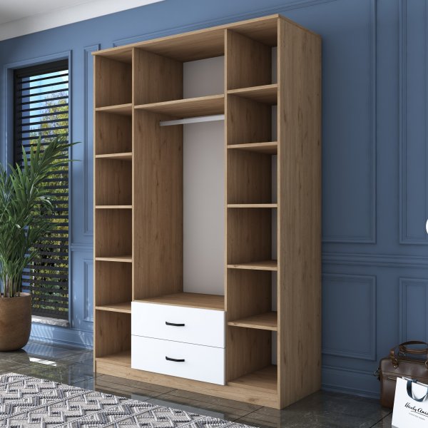 Bardo garderob 140 x 51,5 x 210 cm - Valnöt/vit Bardo garderob 140 x 51,5 x 210 cm - Valnöt/vit