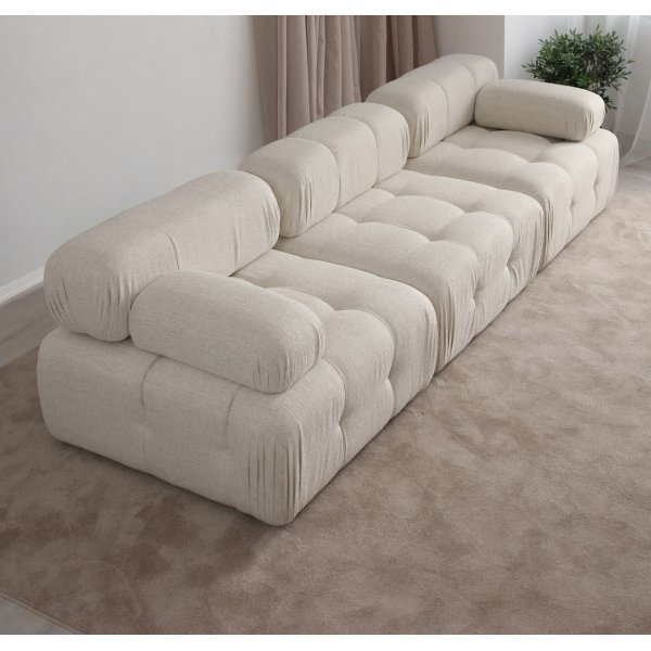 Soffa i beige sammet 315 cm bred Soffa i beige sammet 315 cm bred