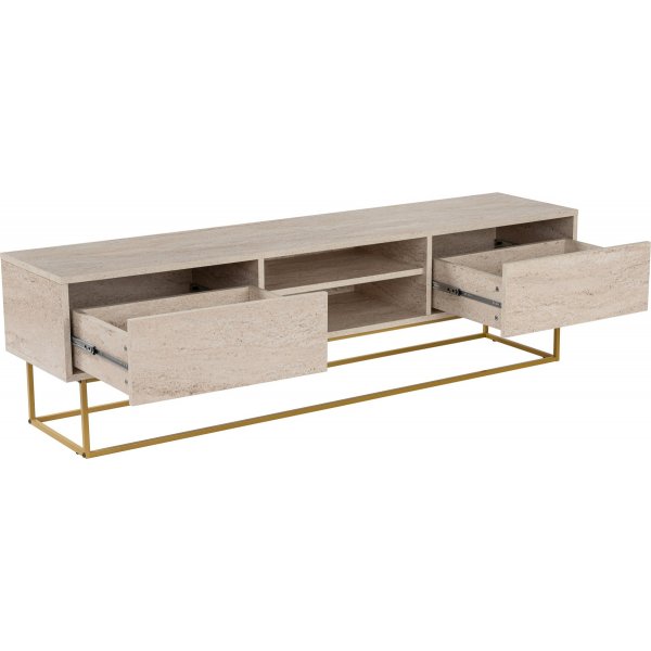 Escape TV-bnk 180 cm - Travertin/guld