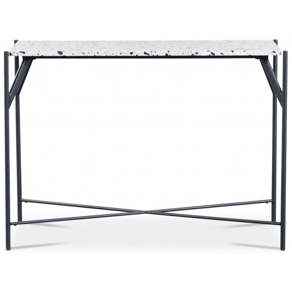 Consoletafel met stenen blad en zwarte voet, 100 cm breed