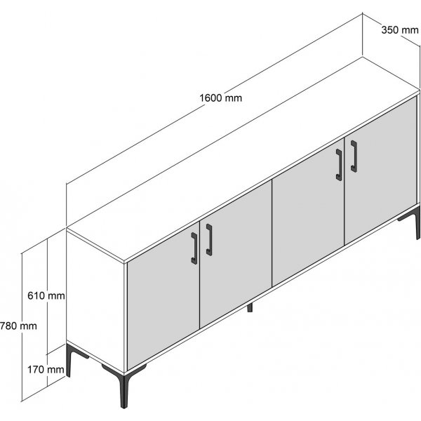Kiev skänk 160 cm - Valnöt/gräddvit Kiev skänk 160 cm - Valnöt/gräddvit