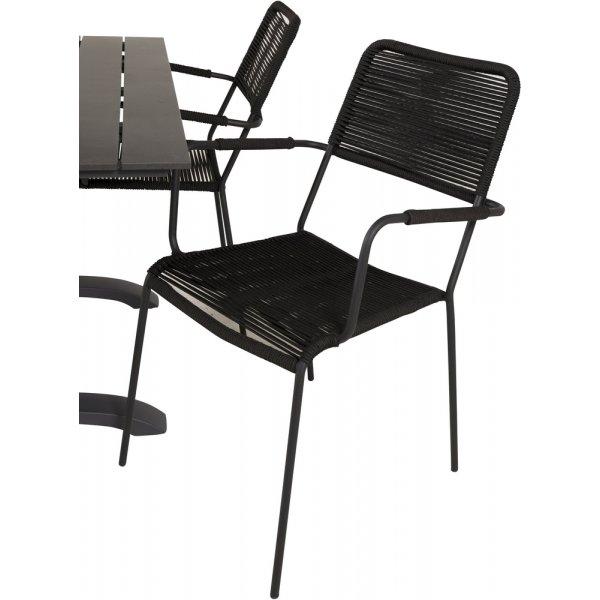 Denver utematgrupp med 4 st Lindos karmstolar - Svart Denver utematgrupp med 4 st Lindos karmstolar - Svart