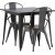 Groupe de repas Tempe, table en acier avec 2 chaises en acier - Noir/noyer