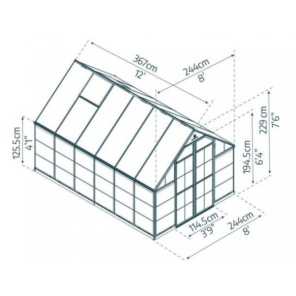 Växthus Balance Grå - 8,8 m² + Växthus Balance Grå - 8,8 m² +