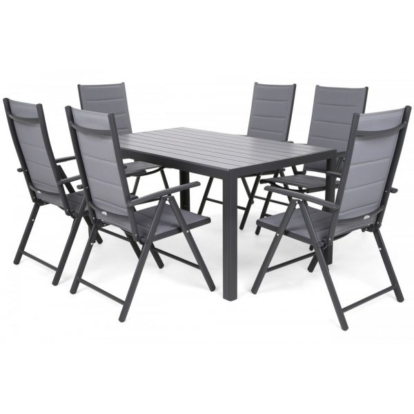 Utematgrupp Ibiza bord med 6 st positionsstolar - Gr�/m�rkgr�