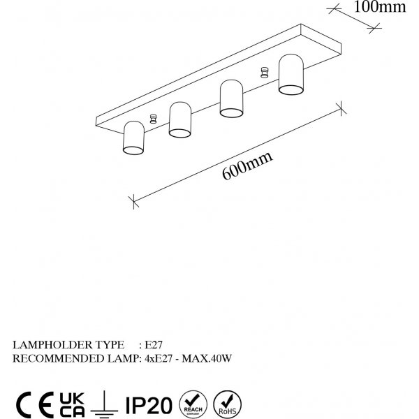Plafonnier Milou 12232 - Or
