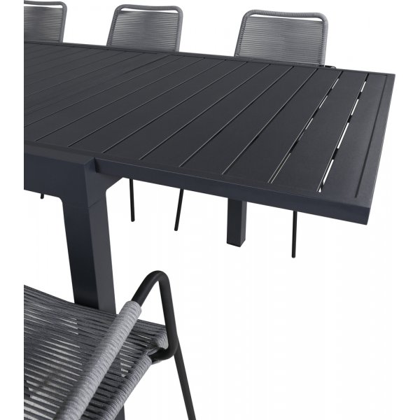 Marbella utematgrupp med 6 st Lindos stolar - Svart/Grå Marbella utematgrupp med 6 st Lindos stolar - Svart/Grå