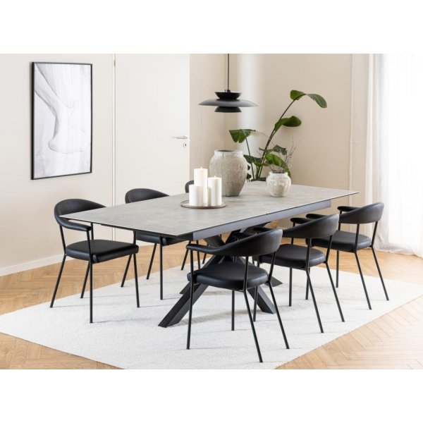 Heaven matbord 200-240 x 100 cm - Grå/matt svart Heaven matbord 200-240 x 100 cm - Grå/matt svart