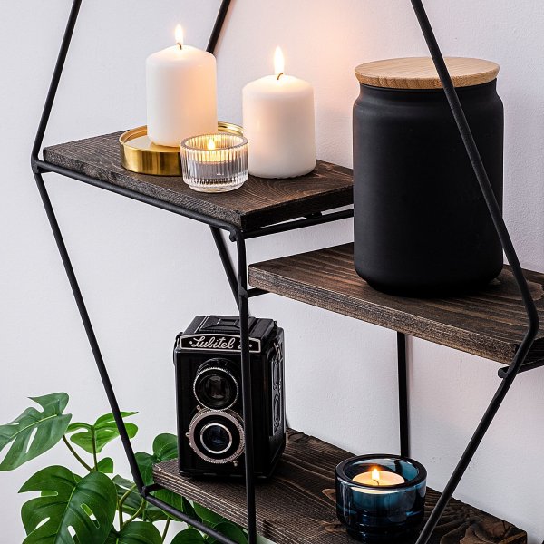 Narcissus wandplank - Zwart/walnoot