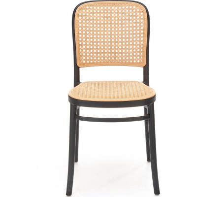 Cadeira 483 svart stapelbar matstol med rottingsits