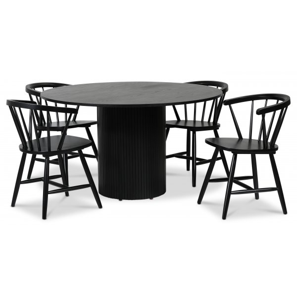 Pose matgrupp: Bord 130 cm inklusive 4 st Fr karmstolar - Svart