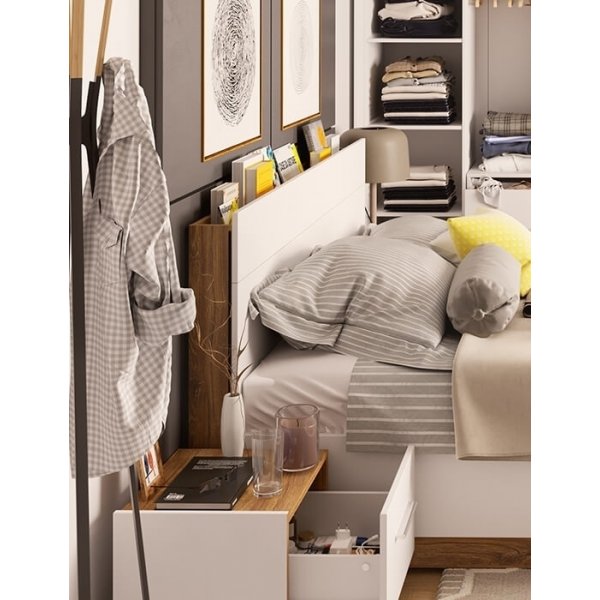 Bed 180 x 200 cm - Wit/Stirling Oak Bed 180 x 200 cm - Wit/Stirling Oak