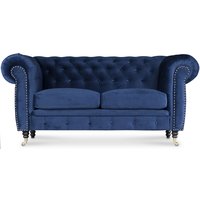 Chesterfield Sheffield 2-sits soffa - Mörkblå sammet Chesterfield Sheffield 2-sits soffa - Mörkblå sammet