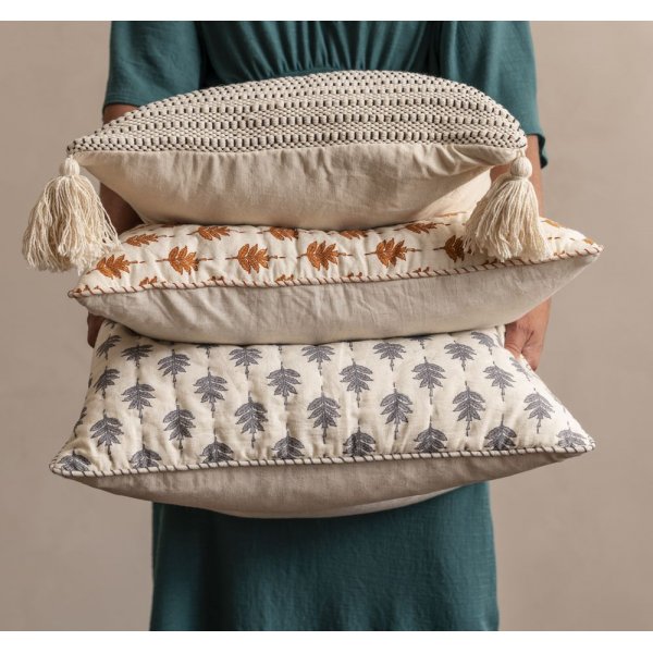 Fancy kussenhoes - Wit/blauw