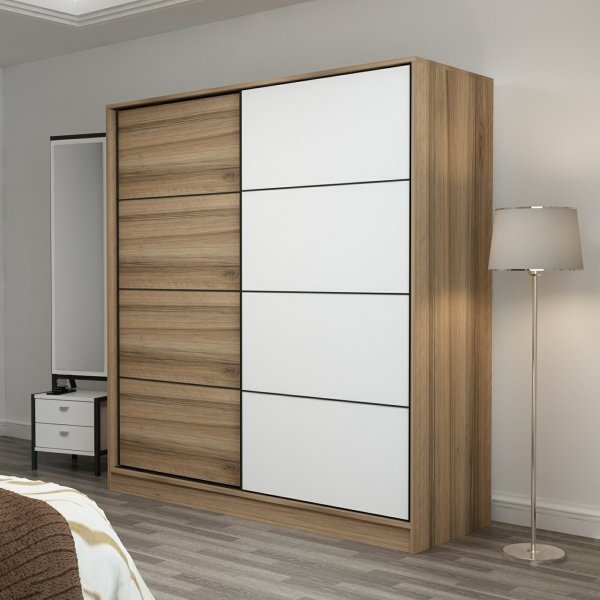 Kapusta kledingkast 180 cm - Bruin/bruin/wit Kapusta kledingkast 180 cm - Bruin/bruin/wit