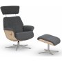 Marbck reclinerftlj med fotpall - Grtt tyg / Tr