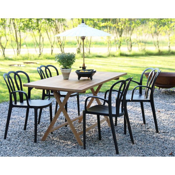 Matgrupp Salt teak: Klaffbord i teak inklusive 4 st Thornet karmstolar