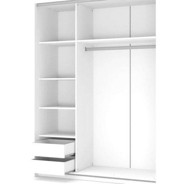 Abdel garderob med skjutdrrar och inredning 210x153 cm - Vit/ek