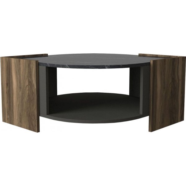 Table basse Marbel 75 x 75 cm - Noyer/gris/noir Table basse Marbel 75 x 75 cm - Noyer/gris/noir