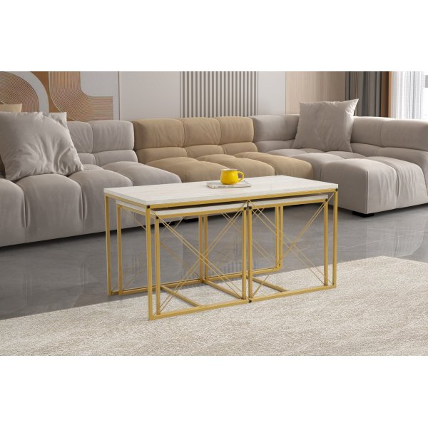 Set de table Defne en 3 parties - Or/marbre Set de table Defne en 3 parties - Or/marbre