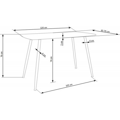 Sidon matbord 120 x 70 cm - Ek/svart