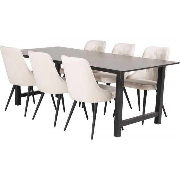 Chaise de salle  manger Alice Deluxe - Velours noir/beige