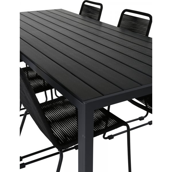 Break utematgrupp med 6 st Lindos stolar - Svart Break utematgrupp med 6 st Lindos stolar - Svart