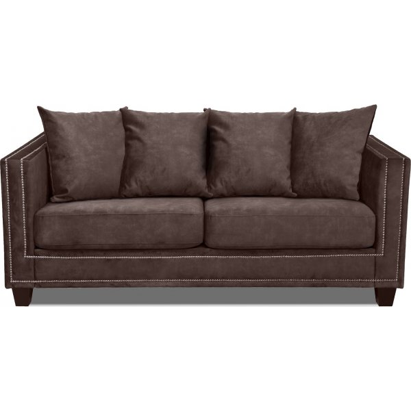 Tempel 2-sits soffa med nitar i brun sammet