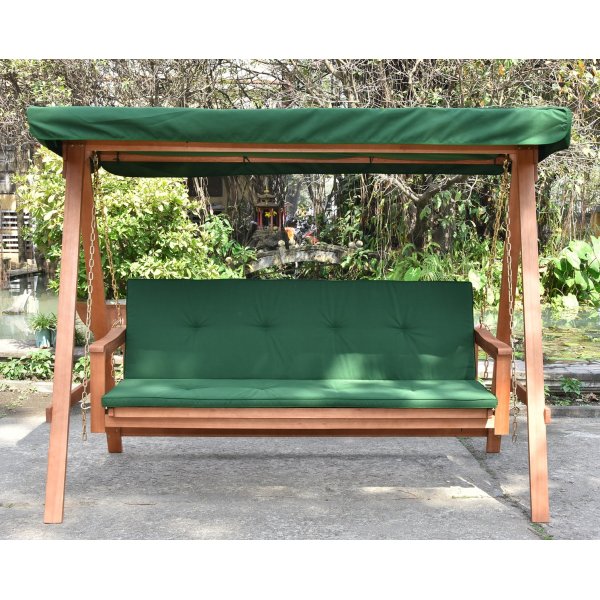 Fällbar hammock i trä med grönt tak Fällbar hammock i trä med grönt tak