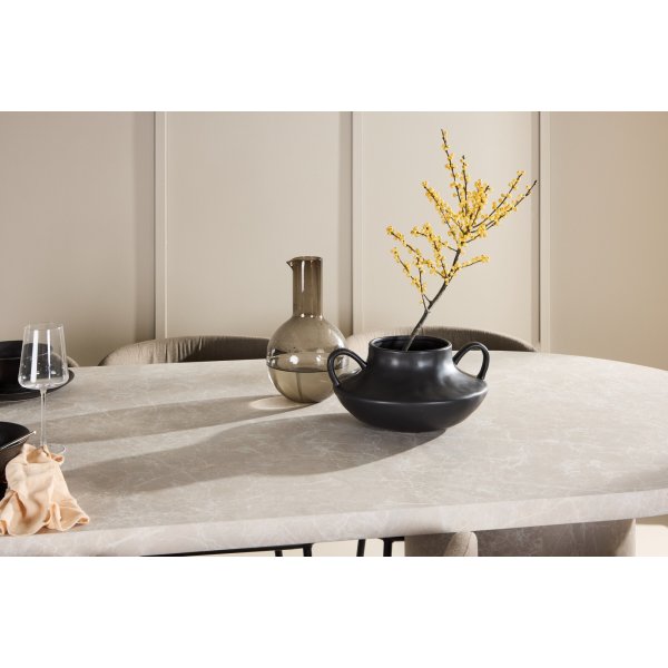 Matbord Narvik med 6 st Edina stolar - Svart/brun/beige