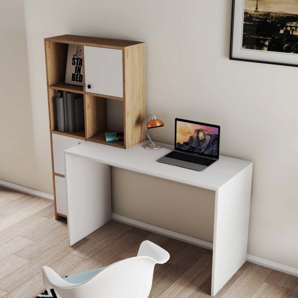 Bureau Silence 156,8 x 51,5 cm, gauche - Blanc/chne