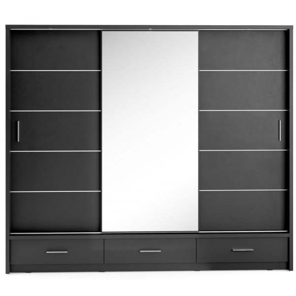 Svart garderob med inredning 250 cm Svart garderob med inredning 250 cm