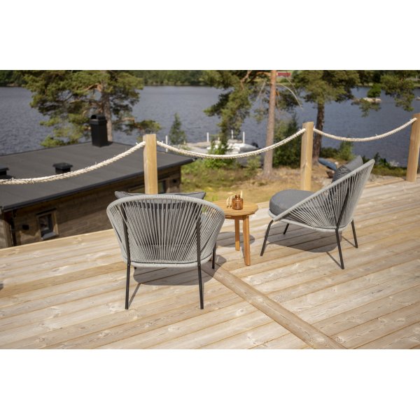 Chania cafset med 2 st Lindos loungestol - Svart/Gr/Natur