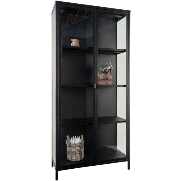 Brisbane vitrinekast 80x35x175 cm - Zwart