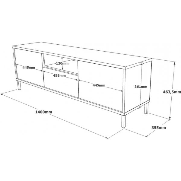 Luvio TV-bnk 2 - Silver/svart