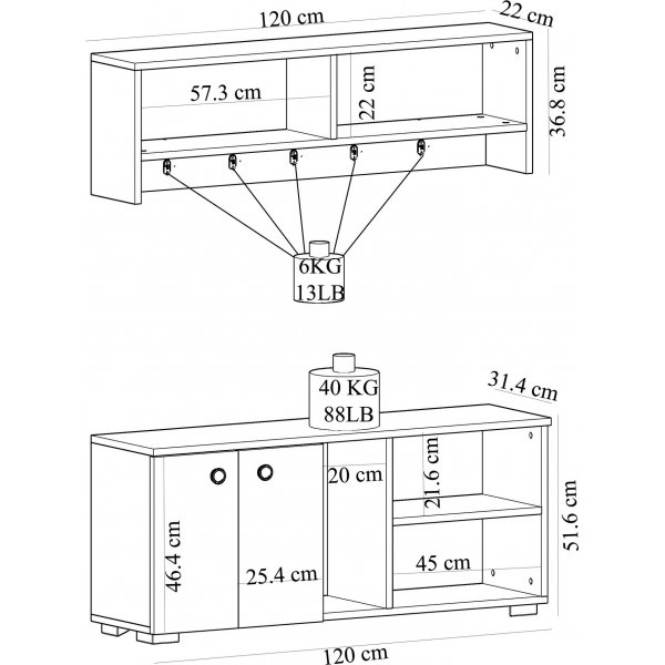 Meuble d'entre Sarandon - Anthracite/blanc
