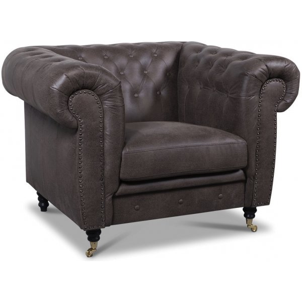 Chesterfield Cambridge Deluxe ftlj - Mrk grbrun vintage lderlook