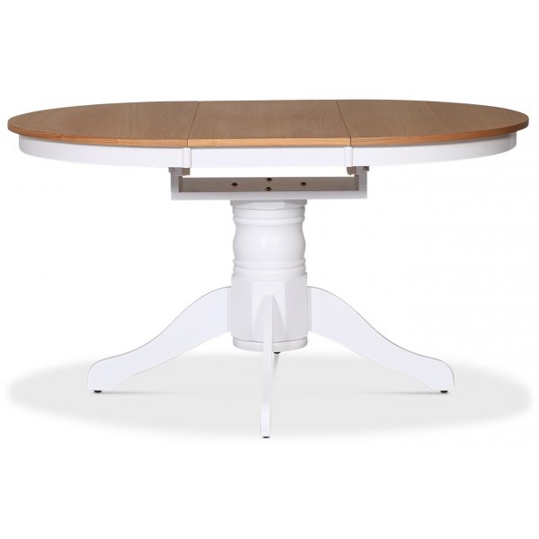 Matbord runt frlngningsbart 106-141 cm - Vit / Oljad Ek